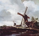 Jacob van Ruisdael Landscape with Windmills near Haarlem painting